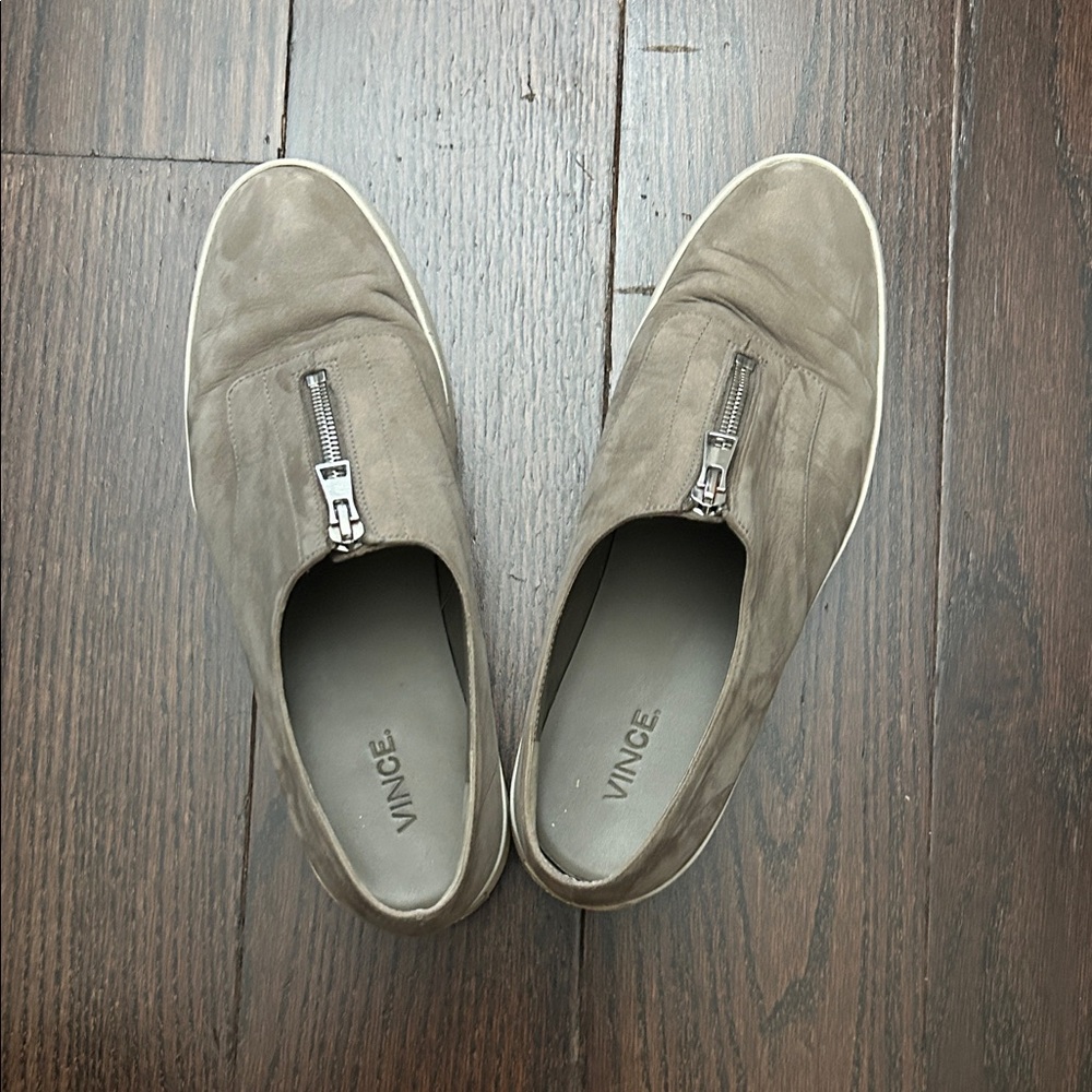Vince Women’s Gray Suede Platform Zip Sneakers